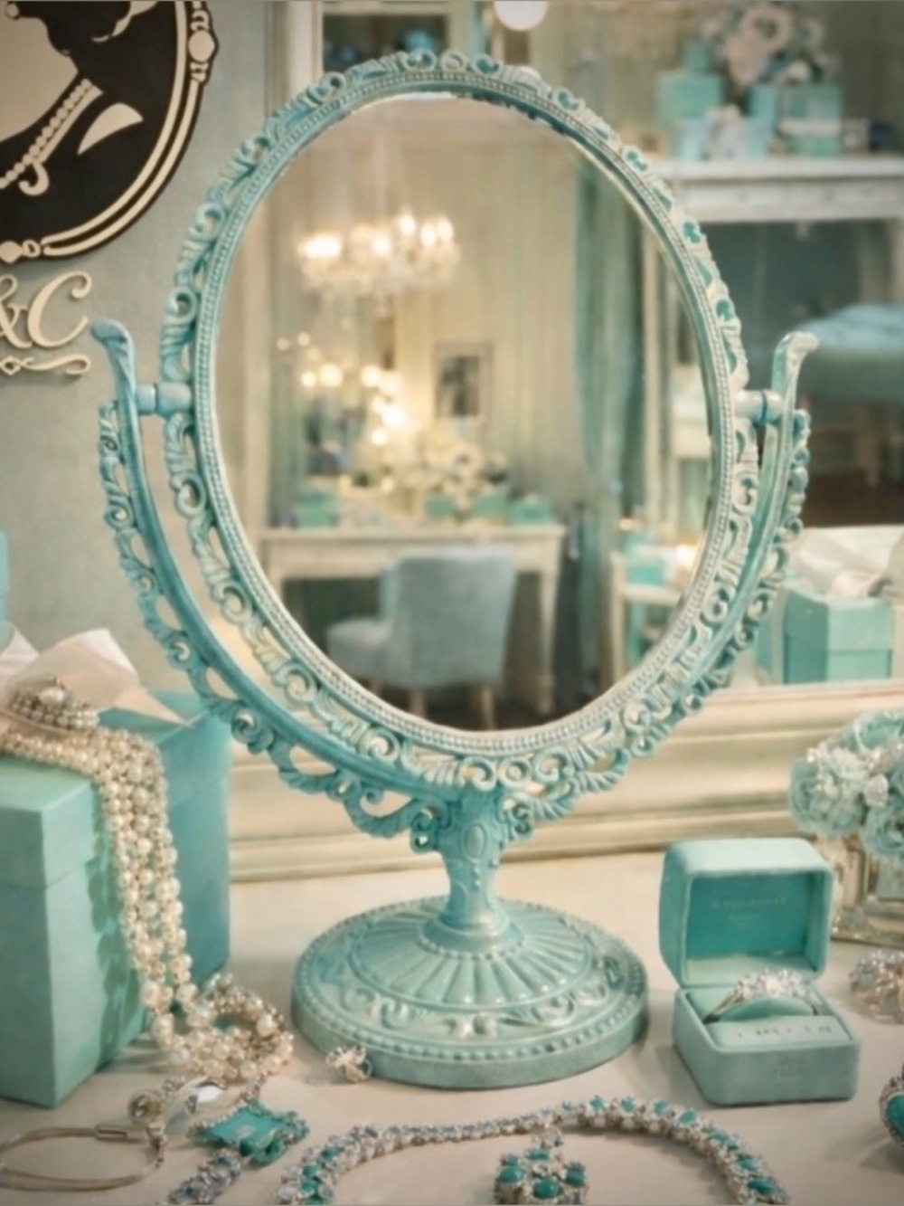 Tiffany Blue Vanity Mirror | Portable Unbreakable | 11.5” Travel Friendly